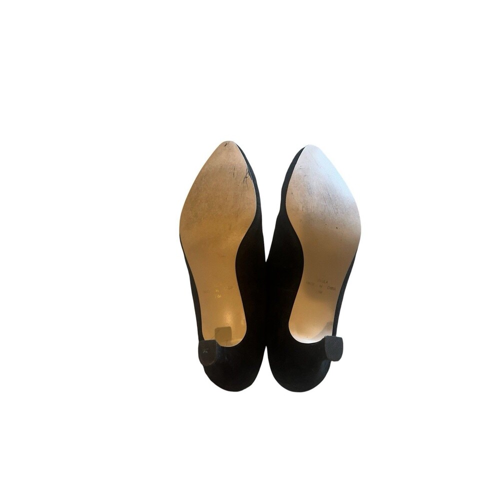 Vintage Carriage Court Black V Split Paula Suede Size 7.5M 2” Kitten Heels - Picture 14 of 16
